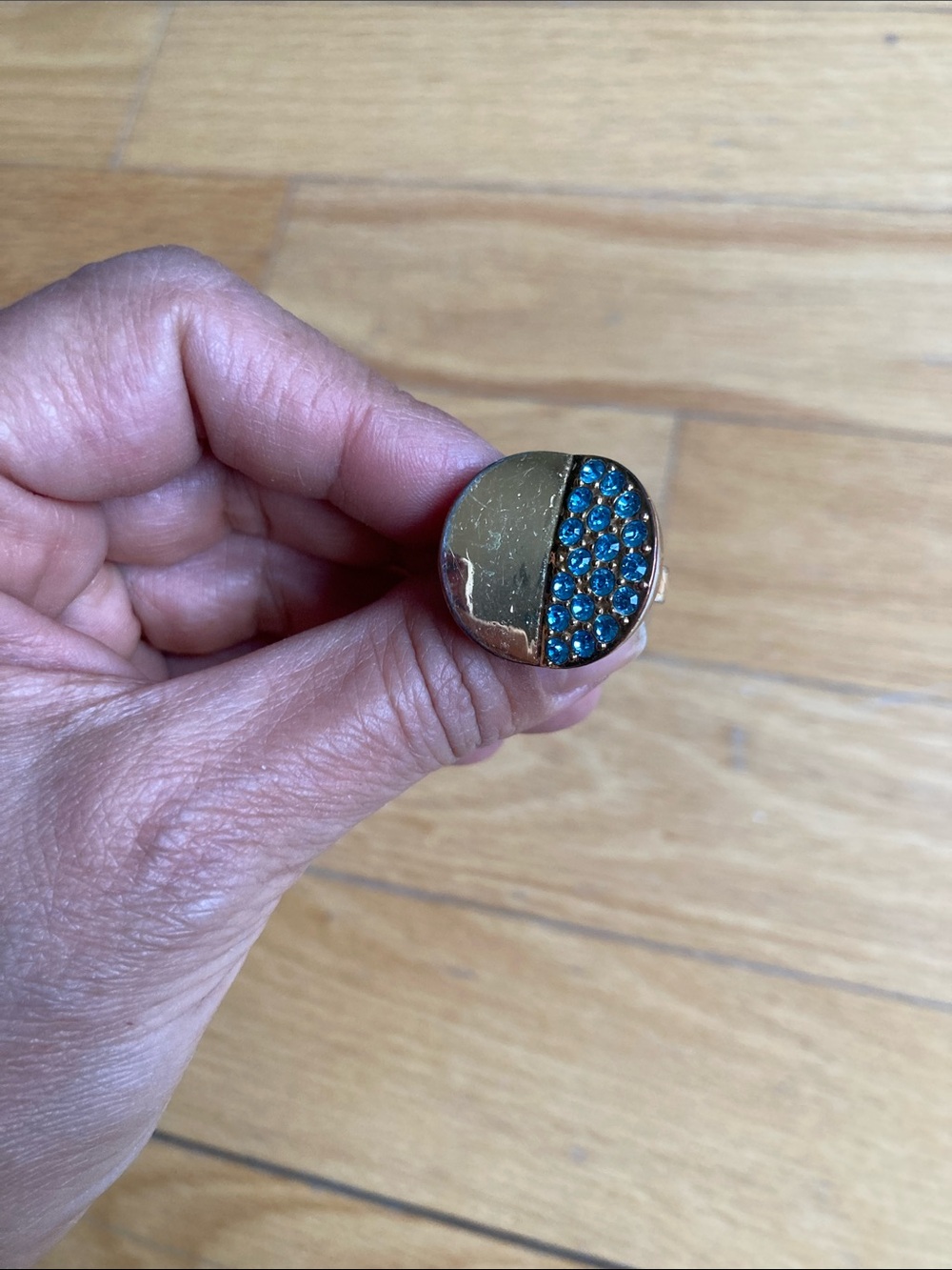 Trina Turk Gold Tone Ring with Blue Crystal Pavé Accent